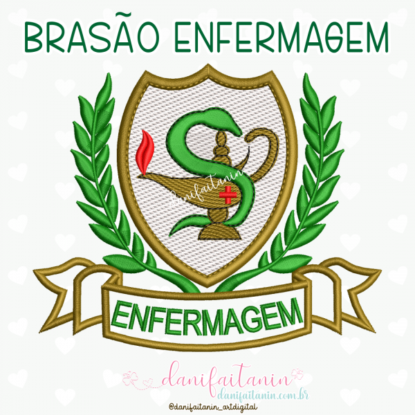 MATRIZ DE BORDADO LOGO BRASÃO ENFERMAGEM PARA JALECO E BOLSO